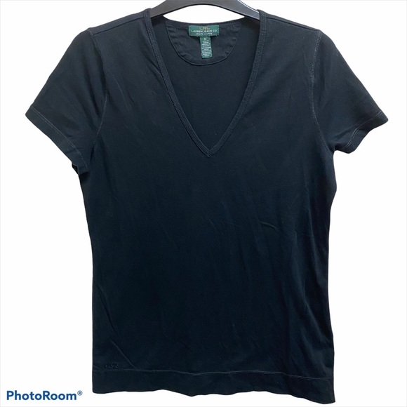 RLR Black V Neck T Shirt Medium - Picture 1 of 5